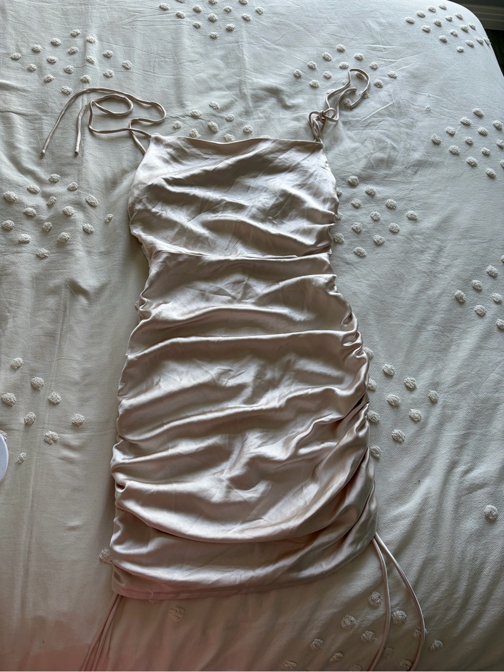 Hello Molly Blush Satin Ruched Mini Dress